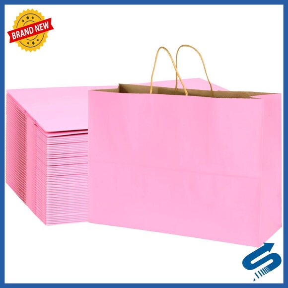 Large Kraft Paper Gift Bags 16x6x12 Inches 70Pcs Bulk with Handles